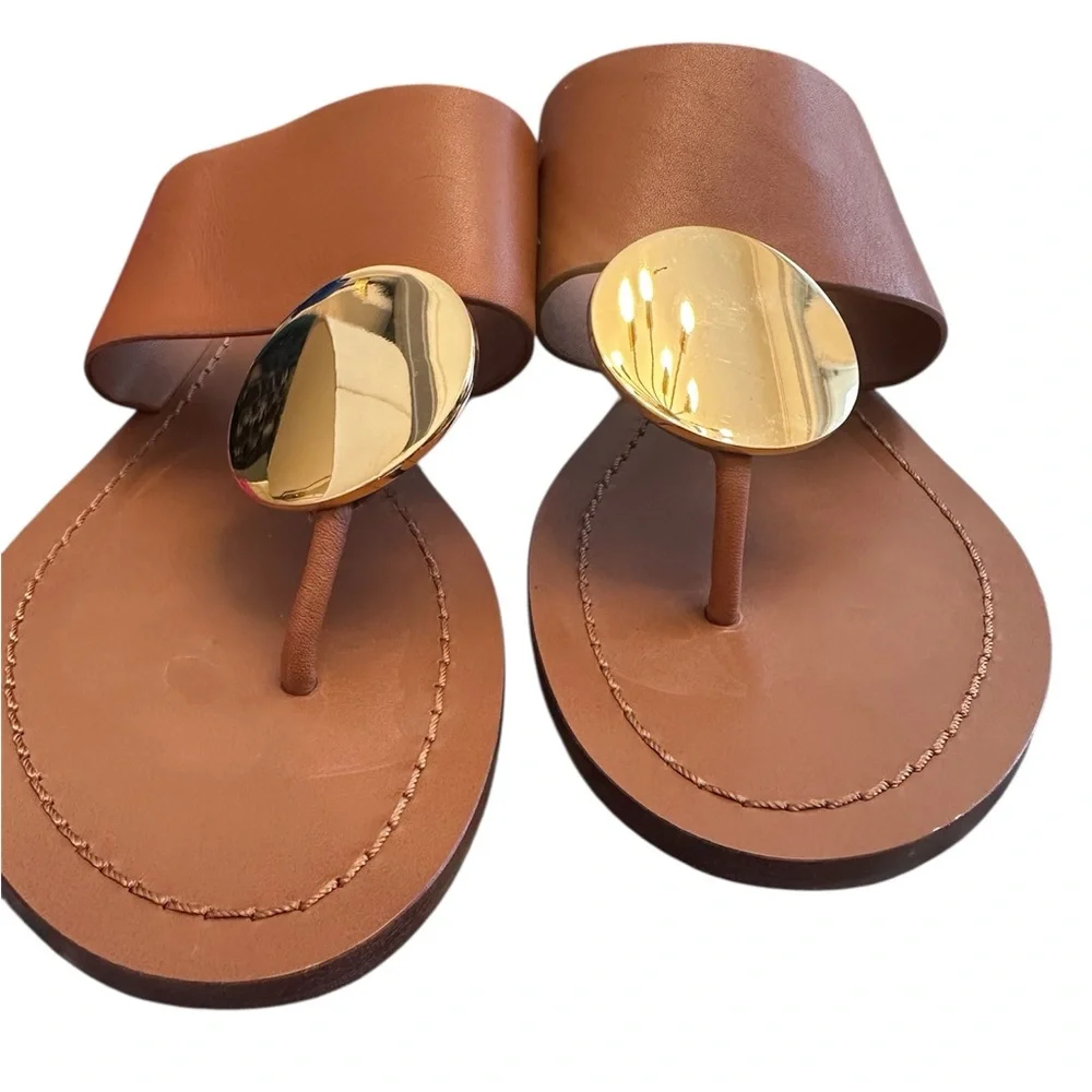 Tory Burch Patos Disk Leather Slides - Picture 3 of 6